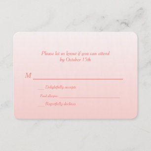 Bilingual Coral Ombre Wedding RSVP Card