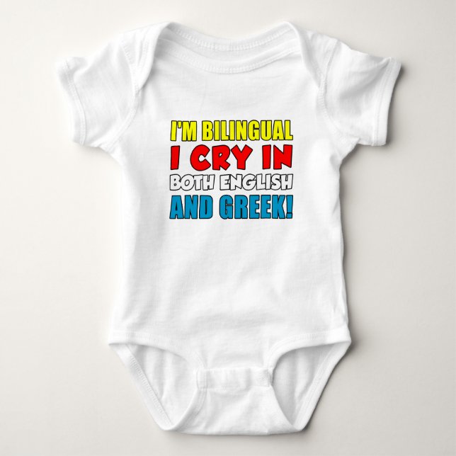Bilingual Cry In Greek Baby Bodysuit (Front)