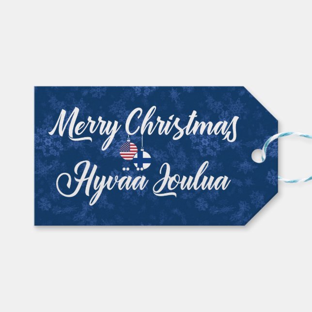 Bilingual Finnish American Holiday Gift Tags (Front (Horizontal))