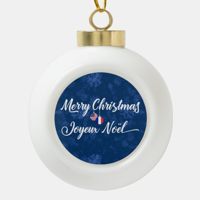 Bilingual French American Holiday Ornament (Front)