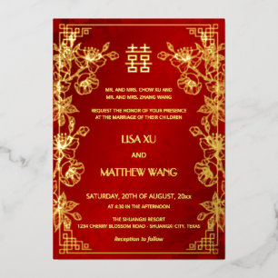  BILINGUAL Gold Frame Red Chinese Wedding