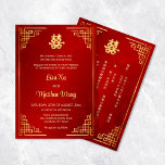 BILINGUAL Gold Frame Red Chinese Wedding Invitation<br><div class="desc">This traditional Chinese wedding invitation features a golden Asian frame and a golden artistic double happiness symbol on a shimmering red background. With a traditional Chinese text at the backside.</div>