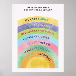 Bilingual in English Spanish Days of the Week  Poster