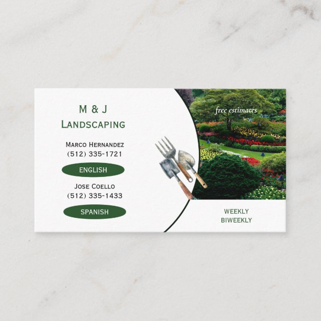 Bilingual Lawn Service Business Business Card (Front)