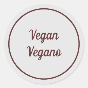 Bilingual Light Grey Vegan (Vegano) Simple Classic Round Sticker