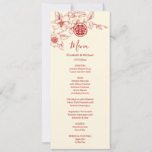 BILINGUAL Magnolia Chinese Wedding Menu Card