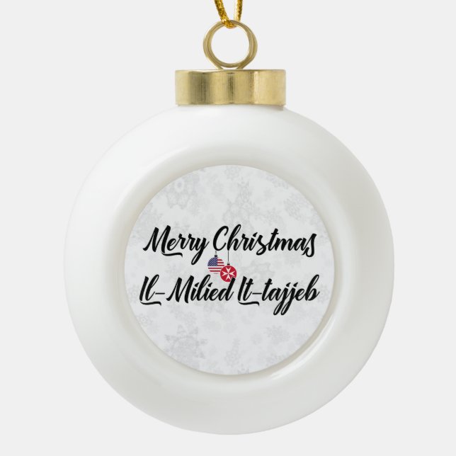 Bilingual Maltese American Holiday Ornament (Front)