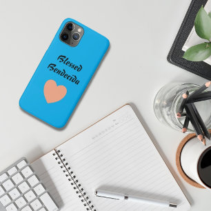 Bilingual Peach & Blue Heart Blessed Bendecida  Case-Mate iPhone Case