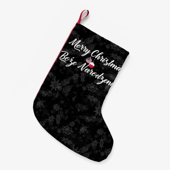 Bilingual Polish American Xmas Stocking (Front (Hanging))