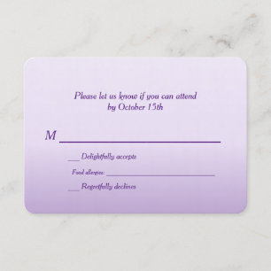 Bilingual Purple Ombre Wedding RSVP Card