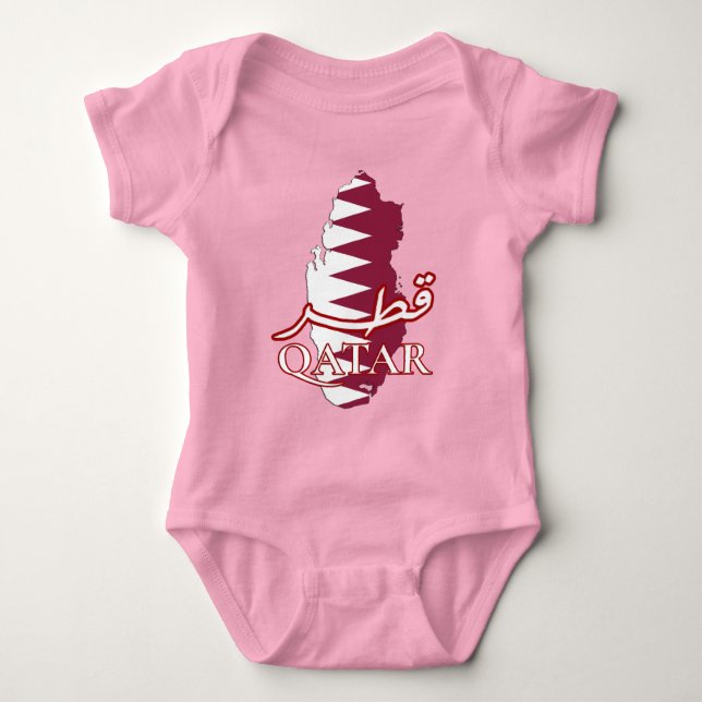 Bilingual Qataِِr Arabic & English Word Art - قطر Baby Bodysuit (Front)