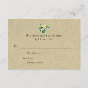 Bilingual Rustic Flower Garland Wedding RSVP