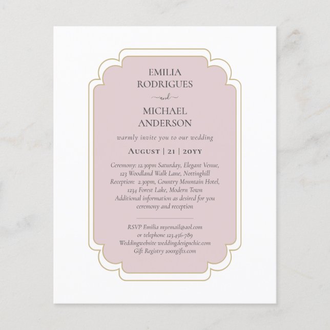 Bilingual Spanish Boda Budget Wedding  Flyer (Front)