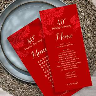 Bilingual Traditional Wedding Anniversary Menus
