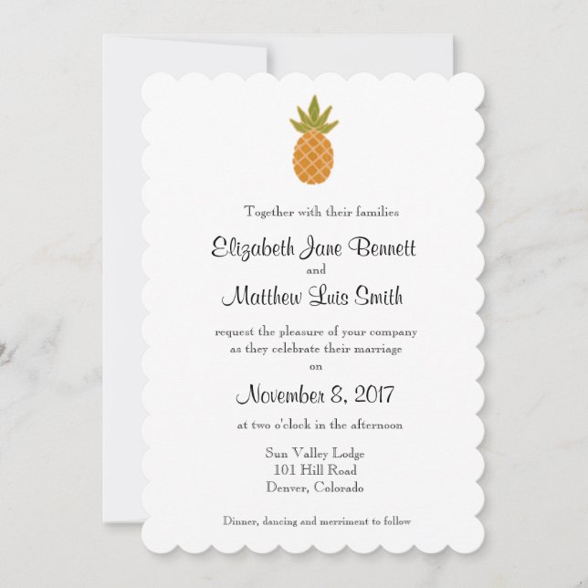 Bilingual Tropical Wedding Invitation 2-sided (Front)