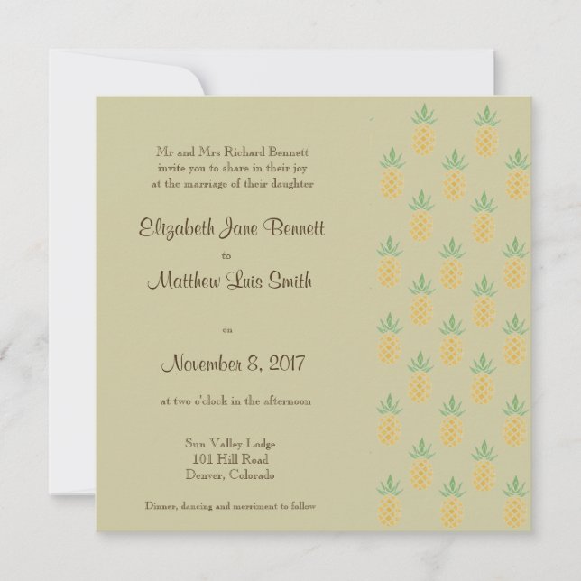 Bilingual Tropical Wedding Invitation Square (Front)