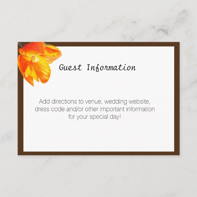 Bilingual Tulip Wedding Guest Information Card (Front)