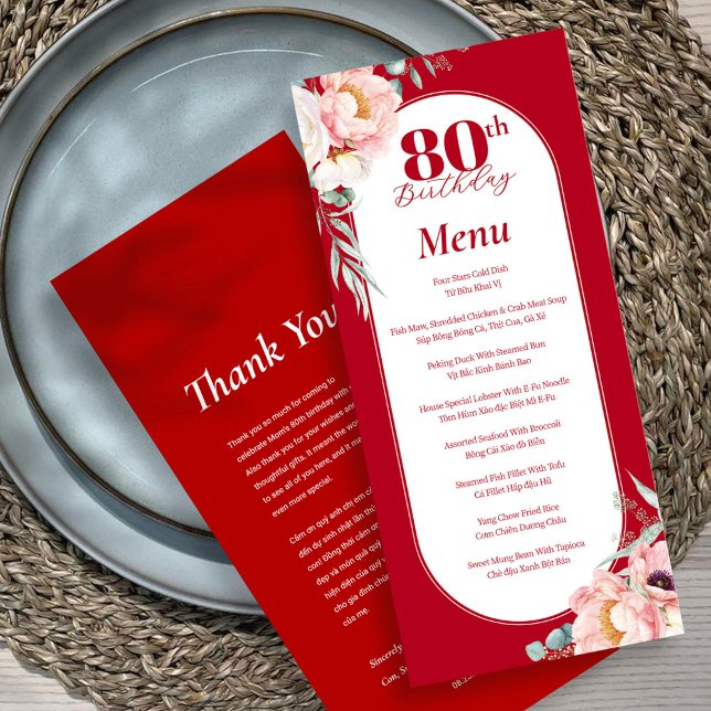 Bilingual Vietnamese English Peony Birthday Menu (Creator Uploaded)
