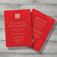 Bilingual Vietnamese English Red Floral Wedding