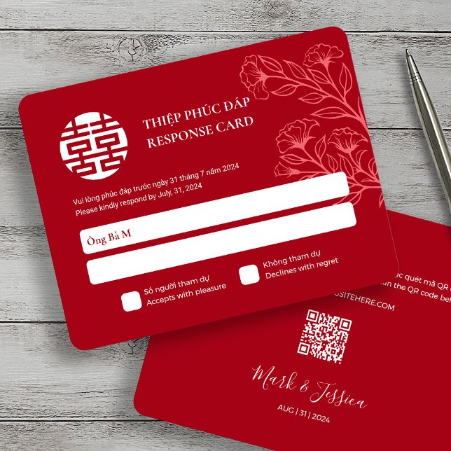 Bilingual Vietnamese English Red Wedding RSVP (Creator Uploaded)