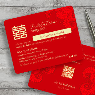 Bilingual Vietnamese English Red Wedding Thiep Moi