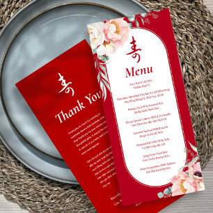 Bilingual  Vietnamese "Longevity" Peony Birthday Menu