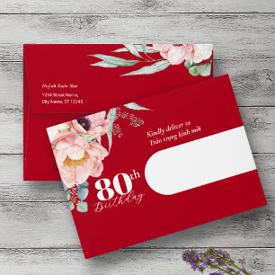 Bilingual Vietnamese Peony Birthday Invitation Envelope