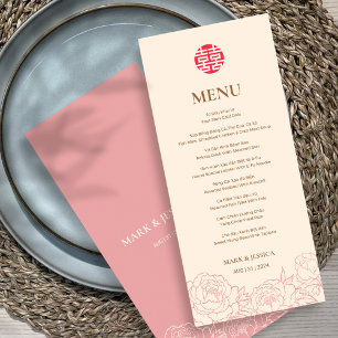 Bilingual Vietnamese Peony Song Hy Wedding Menu
