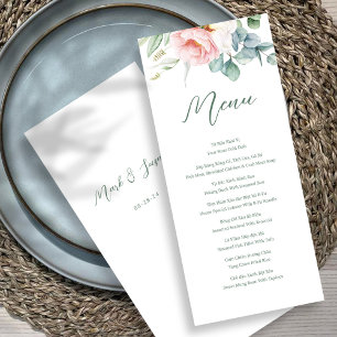Bilingual Vietnamese Pink Flower Wedding Menu