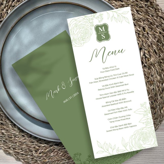 Bilingual Vietnamese Ranunculus Wedding Menu (Creator Uploaded)