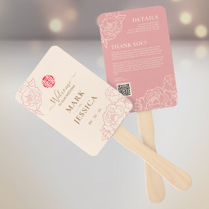 Bilingual Vietnamese Wedding Program & Thank You Hand Fan