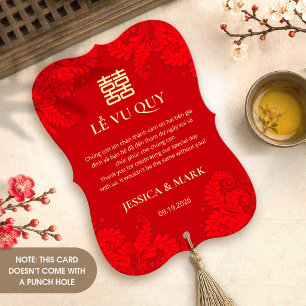 Bilingual Vietnamese Wedding Red Thank You Card