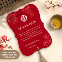 Bilingual Vietnamese Wedding Red Thank You Card