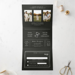 Bilingual Wedding Invitation - Chalkboard Photos