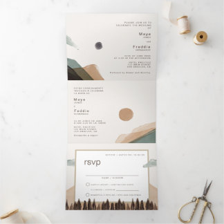 Bilingual Wedding Invitation Landscape All in One