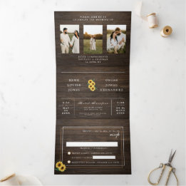 Bilingual Wedding Invitation - Rustic Photos