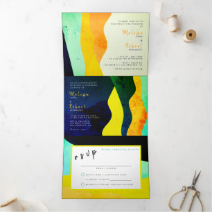 Bilingual Wedding - Jewel All in One Invitation