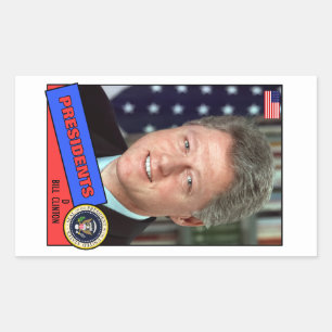 Bill Clinton Baseball Card Rectangular Sticker
