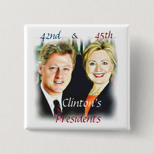 Bill Clinton & Hillary Clinton_ 15 Cm Square Badge