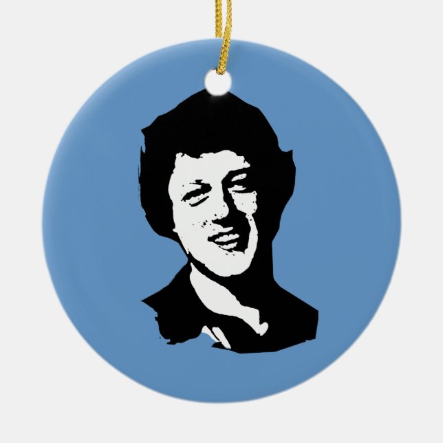 Bill Clinton retro Ceramic Tree Decoration (Front)