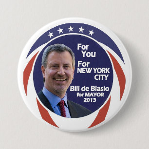 Bill de Blasio NYC Mayor 2012 7.5 Cm Round Badge