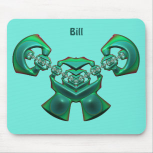 BILL~ Multiple Green ~ BIZARRE Fractal ~ Mouse Pad