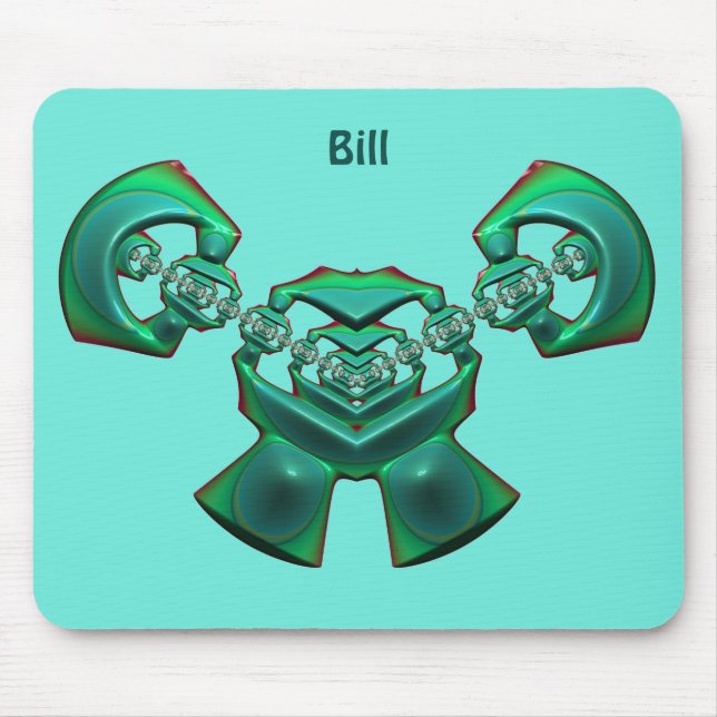 BILL~ Multiple Green ~ BIZARRE Fractal ~   Mouse Pad (Front)