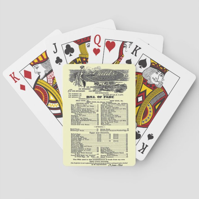 "Bill of Fare 1889" Playing Cards (Back)