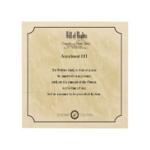 Bill of Rights - 3rd Amendment rustic wall plaque