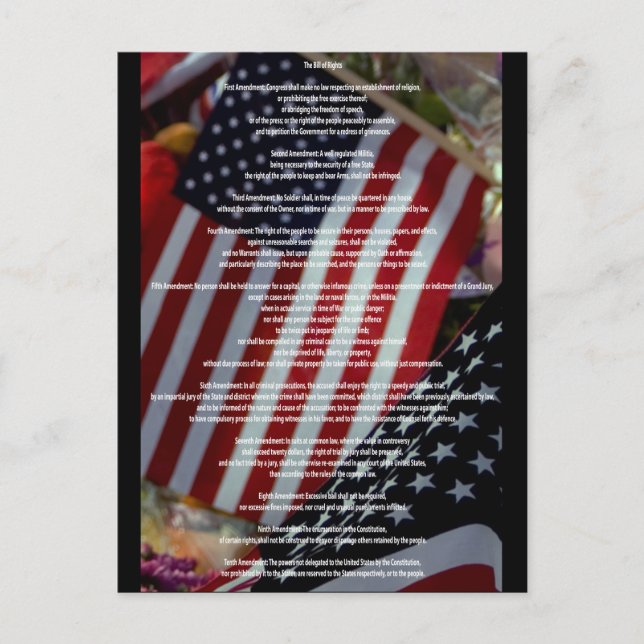Bill of Rights and Flag Postcard (Front)