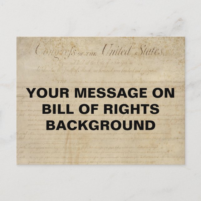 Bill of Rights Customizable Template Postcard (Front)