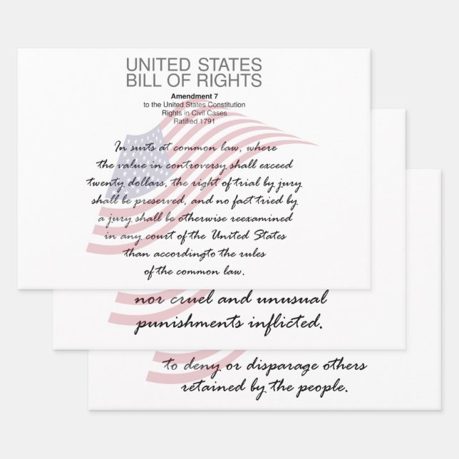 Bill of Rights The Amendments 7th to 9th Wrapping Paper Sheet (Set)
