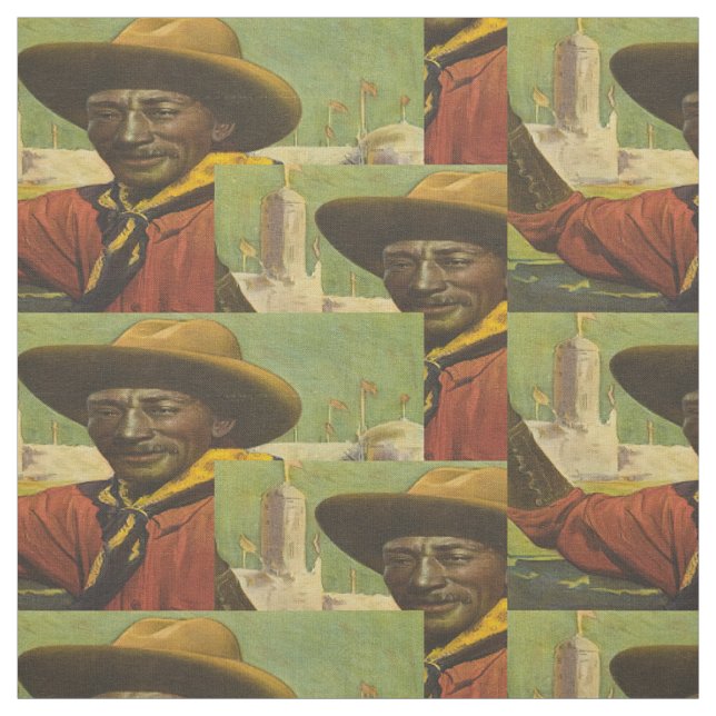 Bill Pickett Black Cowboy Steer Wrestler Fabric (Swatch)