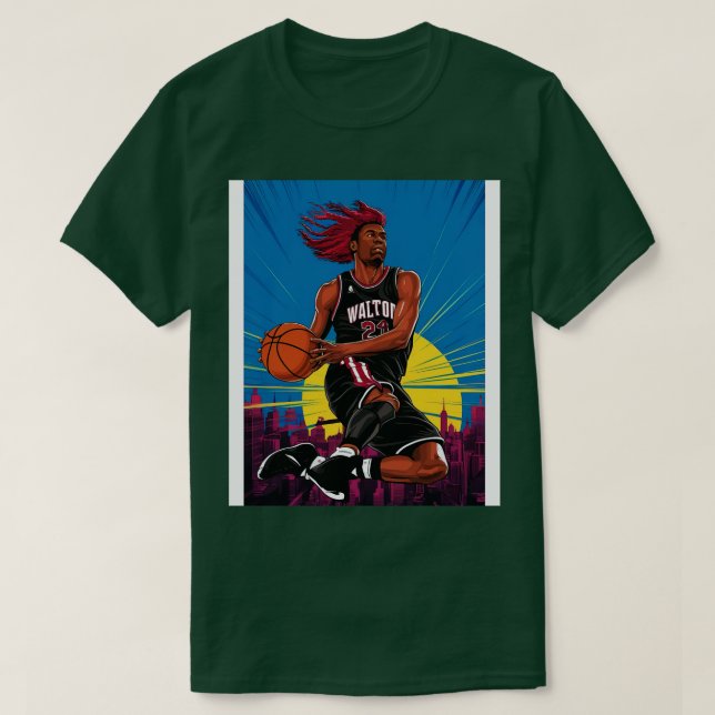 Bill Walton Playing Basketball T-Shirt (Design Front)
